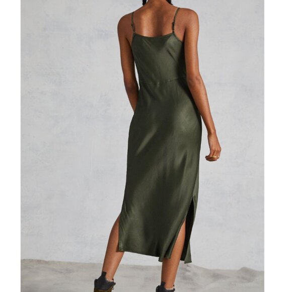 NWOT Anthropologie Elyse Cowl Neck Slip Dress in Moss Green, Size XS - Picture 3 of 8